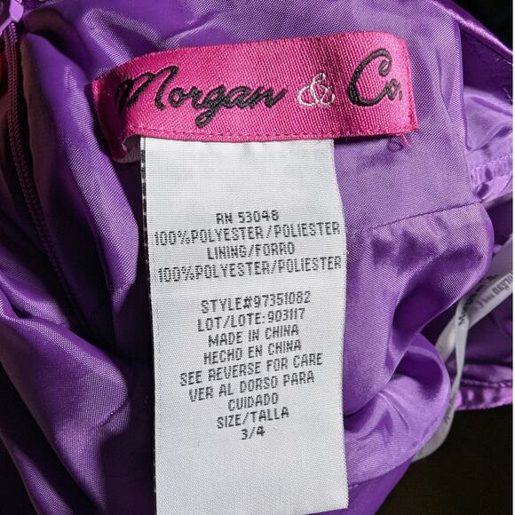 Vtg Y2K Morgan & Co Royal Purple Satin Bead Embellished Halter Prom Dress Sz 3 4 - Picture 6 of 6